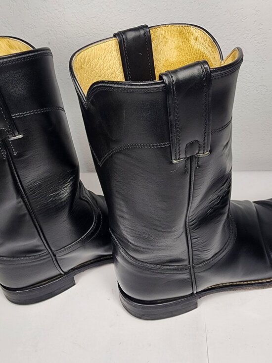Justin 3133 Mens 9 D Black Leather Roper Cowboy Boots Standard Width Polished main image 6
